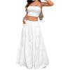 imageSOLY HUX Womens Summer 2 Piece Outfits Bandeau Tube Top and Ruffle Hem Long Skirt SetPlain White