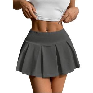 imageSOLY HUX Womens High Waisted Pleated Mini Skirt A Line Flowy Skirts Skater Tennis SkirtsPlain Grey