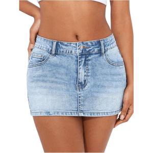 imageSOLY HUX Womens Summer Denim Skirt Casual Going Out Bodycon Mini Jean Skirts with PocketsLight Wash