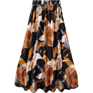 imageSOLY HUX Womens Summer Floral Print Skirt Elastic High Waist Flowy Long SkirtsBlack Floral