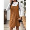 imageSOLY HUX Womens Corduroy Overall Dress Button Front Sleeveless Pinafore Short Dresses with PocketsPure Coffee Brown
