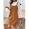 imageSOLY HUX Womens Corduroy Overall Dress Button Front Sleeveless Pinafore Short Dresses with PocketsPure Coffee Brown