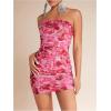 imageSOLY HUX Womens Floral Tube Dress Summer Strapless Bodycon Mini Dress Party ClubwearHot Pink Floral