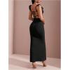 imageSOLY HUX Womens Maxi Dress Crochet Ruffle Sleeveless Backless Bodycon Long DressesBlack