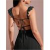 imageSOLY HUX Womens Maxi Dress Crochet Ruffle Sleeveless Backless Bodycon Long DressesBlack
