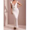 imageSOLY HUX Womens Maxi Dress Crochet Ruffle Sleeveless Backless Bodycon Long DressesPure White