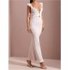 imageSOLY HUX Womens Maxi Dress Crochet Ruffle Sleeveless Backless Bodycon Long DressesPure White