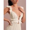 imageSOLY HUX Womens Maxi Dress Crochet Ruffle Sleeveless Backless Bodycon Long DressesSolid Apricot