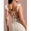imageSOLY HUX Womens Maxi Dress Crochet Ruffle Sleeveless Backless Bodycon Long DressesSolid Apricot