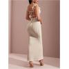 imageSOLY HUX Womens Maxi Dress Crochet Ruffle Sleeveless Backless Bodycon Long DressesSolid Apricot