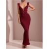 imageSOLY HUX Womens Maxi Dress Crochet Ruffle Sleeveless Backless Bodycon Long DressesSolid Burgundy
