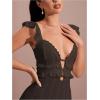 imageSOLY HUX Womens Maxi Dress Crochet Ruffle Sleeveless Backless Bodycon Long DressesSolid Coffee Brown