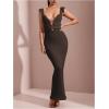 imageSOLY HUX Womens Maxi Dress Crochet Ruffle Sleeveless Backless Bodycon Long DressesSolid Coffee Brown