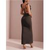imageSOLY HUX Womens Maxi Dress Crochet Ruffle Sleeveless Backless Bodycon Long DressesSolid Coffee Brown