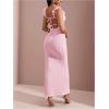 imageSOLY HUX Womens Maxi Dress Crochet Ruffle Sleeveless Backless Bodycon Long DressesSolid Coral Pink