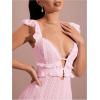 imageSOLY HUX Womens Maxi Dress Crochet Ruffle Sleeveless Backless Bodycon Long DressesSolid Coral Pink