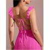 imageSOLY HUX Womens Maxi Dress Crochet Ruffle Sleeveless Backless Bodycon Long DressesSolid Hotpink