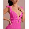 imageSOLY HUX Womens Maxi Dress Crochet Ruffle Sleeveless Backless Bodycon Long DressesSolid Hotpink