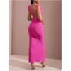 imageSOLY HUX Womens Maxi Dress Crochet Ruffle Sleeveless Backless Bodycon Long DressesSolid Hotpink