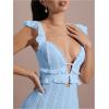 imageSOLY HUX Womens Maxi Dress Crochet Ruffle Sleeveless Backless Bodycon Long DressesSolid Light Blue