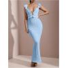 imageSOLY HUX Womens Maxi Dress Crochet Ruffle Sleeveless Backless Bodycon Long DressesSolid Light Blue