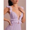 imageSOLY HUX Womens Maxi Dress Crochet Ruffle Sleeveless Backless Bodycon Long DressesSolid Mauve Purple