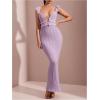imageSOLY HUX Womens Maxi Dress Crochet Ruffle Sleeveless Backless Bodycon Long DressesSolid Mauve Purple