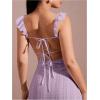 imageSOLY HUX Womens Maxi Dress Crochet Ruffle Sleeveless Backless Bodycon Long DressesSolid Mauve Purple