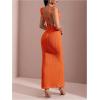 imageSOLY HUX Womens Maxi Dress Crochet Ruffle Sleeveless Backless Bodycon Long DressesSolid Orange