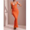 imageSOLY HUX Womens Maxi Dress Crochet Ruffle Sleeveless Backless Bodycon Long DressesSolid Orange