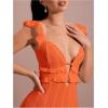 imageSOLY HUX Womens Maxi Dress Crochet Ruffle Sleeveless Backless Bodycon Long DressesSolid Orange