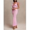 imageSOLY HUX Womens Maxi Dress Crochet Ruffle Sleeveless Backless Bodycon Long DressesSolid Pink
