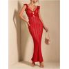 imageSOLY HUX Womens Maxi Dress Crochet Ruffle Sleeveless Backless Bodycon Long DressesSolid Red