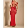 imageSOLY HUX Womens Maxi Dress Crochet Ruffle Sleeveless Backless Bodycon Long DressesSolid Red