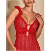 imageSOLY HUX Womens Maxi Dress Crochet Ruffle Sleeveless Backless Bodycon Long DressesSolid Red