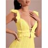 imageSOLY HUX Womens Maxi Dress Crochet Ruffle Sleeveless Backless Bodycon Long DressesSolid Yellow