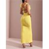 imageSOLY HUX Womens Maxi Dress Crochet Ruffle Sleeveless Backless Bodycon Long DressesSolid Yellow
