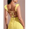 imageSOLY HUX Womens Maxi Dress Crochet Ruffle Sleeveless Backless Bodycon Long DressesSolid Yellow