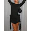 imageSOLY HUX Womens Sexy Long Sleeve Ruched Bodycon Mini Dress Boat Neck Cocktail Party DressesPure Black