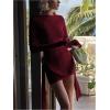 imageSOLY HUX Womens Sexy Long Sleeve Ruched Bodycon Mini Dress Boat Neck Cocktail Party DressesPure Burgundy