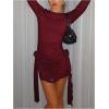 imageSOLY HUX Womens Sexy Long Sleeve Ruched Bodycon Mini Dress Boat Neck Cocktail Party DressesPure Burgundy