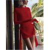 imageSOLY HUX Womens Sexy Long Sleeve Ruched Bodycon Mini Dress Boat Neck Cocktail Party DressesPure Red