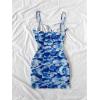 imageSOLY HUX Womens Summer Floral Corset Dress Spaghetti Strap Ruched Mesh Bodycon Vacation Mini DressesBlue Floral