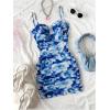 imageSOLY HUX Womens Summer Floral Corset Dress Spaghetti Strap Ruched Mesh Bodycon Vacation Mini DressesBlue Floral