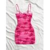 imageSOLY HUX Womens Summer Floral Corset Dress Spaghetti Strap Ruched Mesh Bodycon Vacation Mini DressesHot Pink