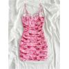 imageSOLY HUX Womens Summer Floral Corset Dress Spaghetti Strap Ruched Mesh Bodycon Vacation Mini DressesPink Floral
