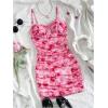 imageSOLY HUX Womens Summer Floral Corset Dress Spaghetti Strap Ruched Mesh Bodycon Vacation Mini DressesPink Floral
