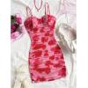 imageSOLY HUX Womens Summer Floral Corset Dress Spaghetti Strap Ruched Mesh Bodycon Vacation Mini DressesPink Printed