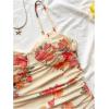 imageSOLY HUX Womens Summer Floral Corset Dress Spaghetti Strap Ruched Mesh Bodycon Vacation Mini DressesYellow Floral