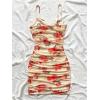 imageSOLY HUX Womens Summer Floral Corset Dress Spaghetti Strap Ruched Mesh Bodycon Vacation Mini DressesYellow Floral